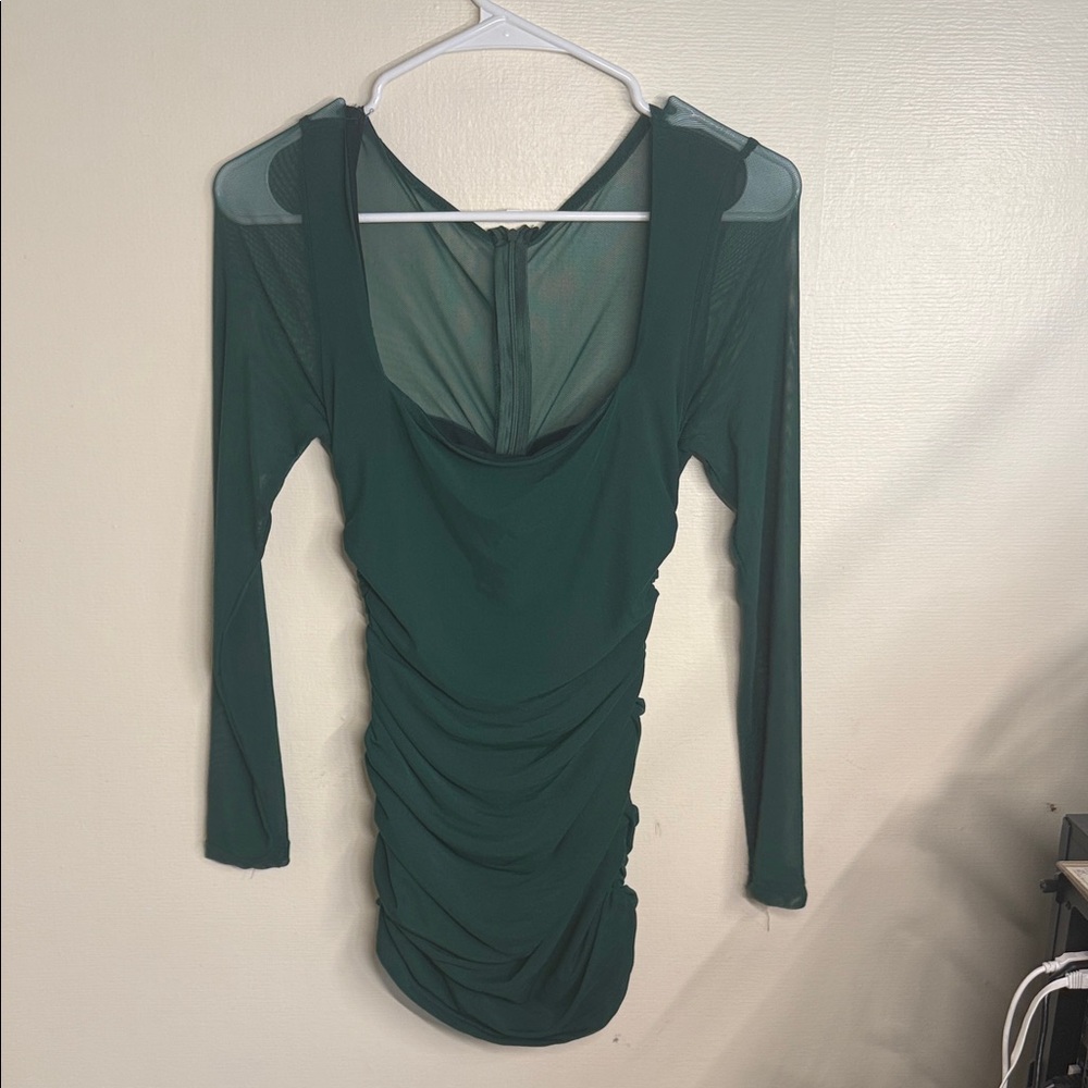 Elegant Green Long Sleeve Dress